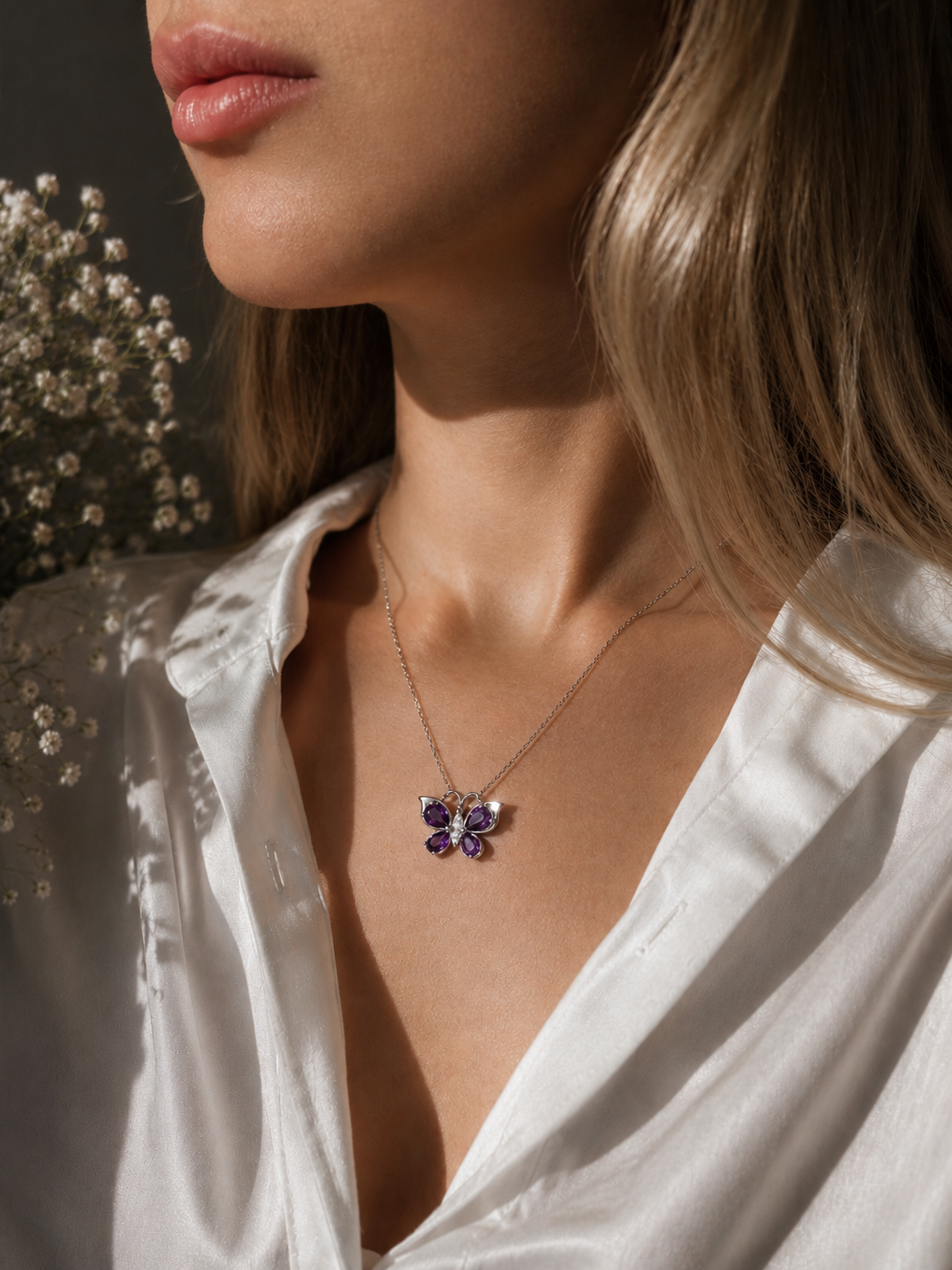 Purple Butterfly Necklace