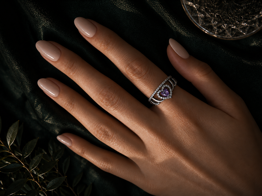 Violet Heart Tiara Ring