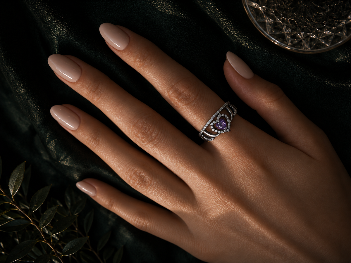 Violet Heart Tiara Ring