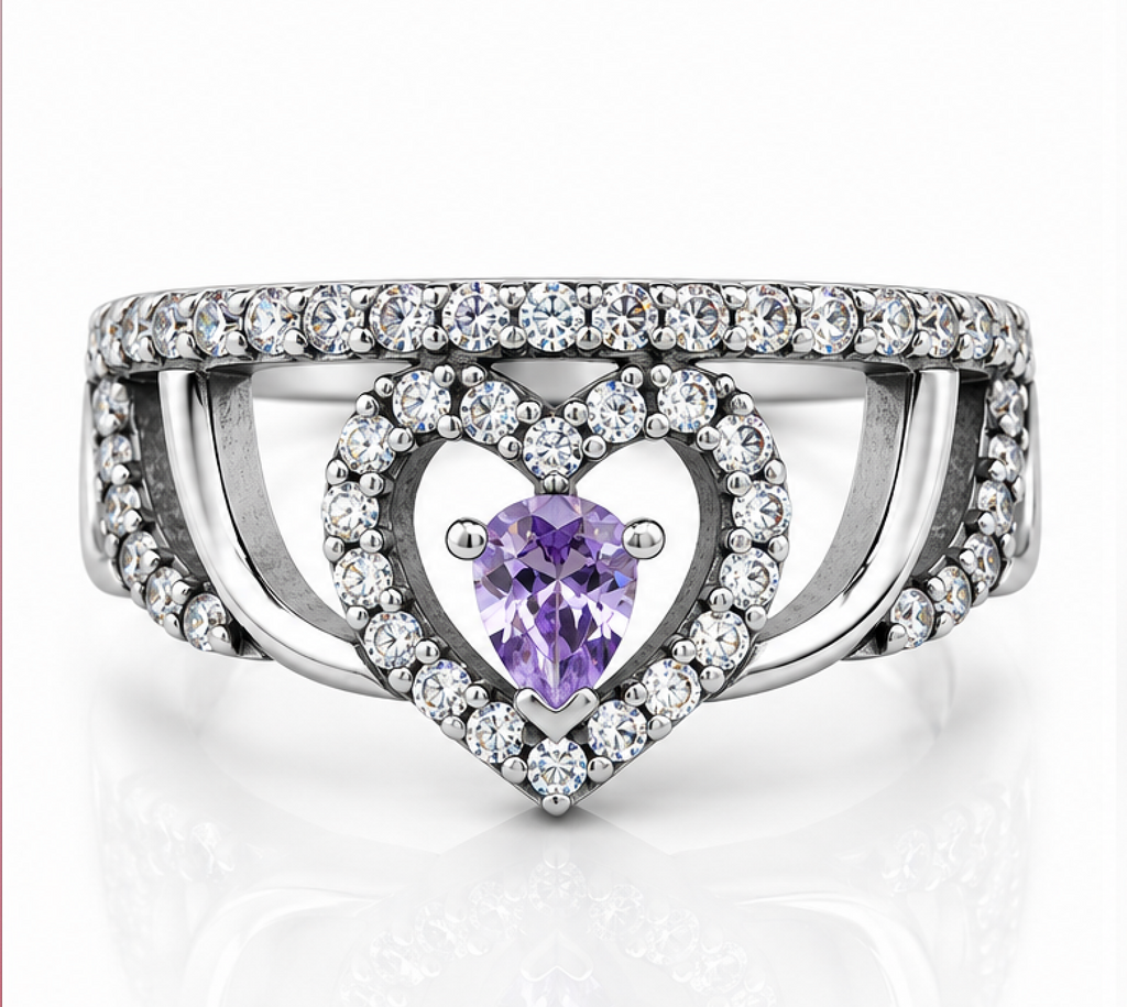 Violet Heart Tiara Ring