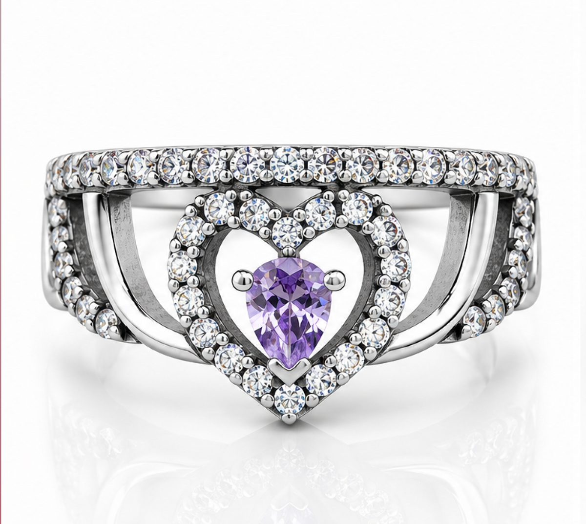 Violet Heart Tiara Ring