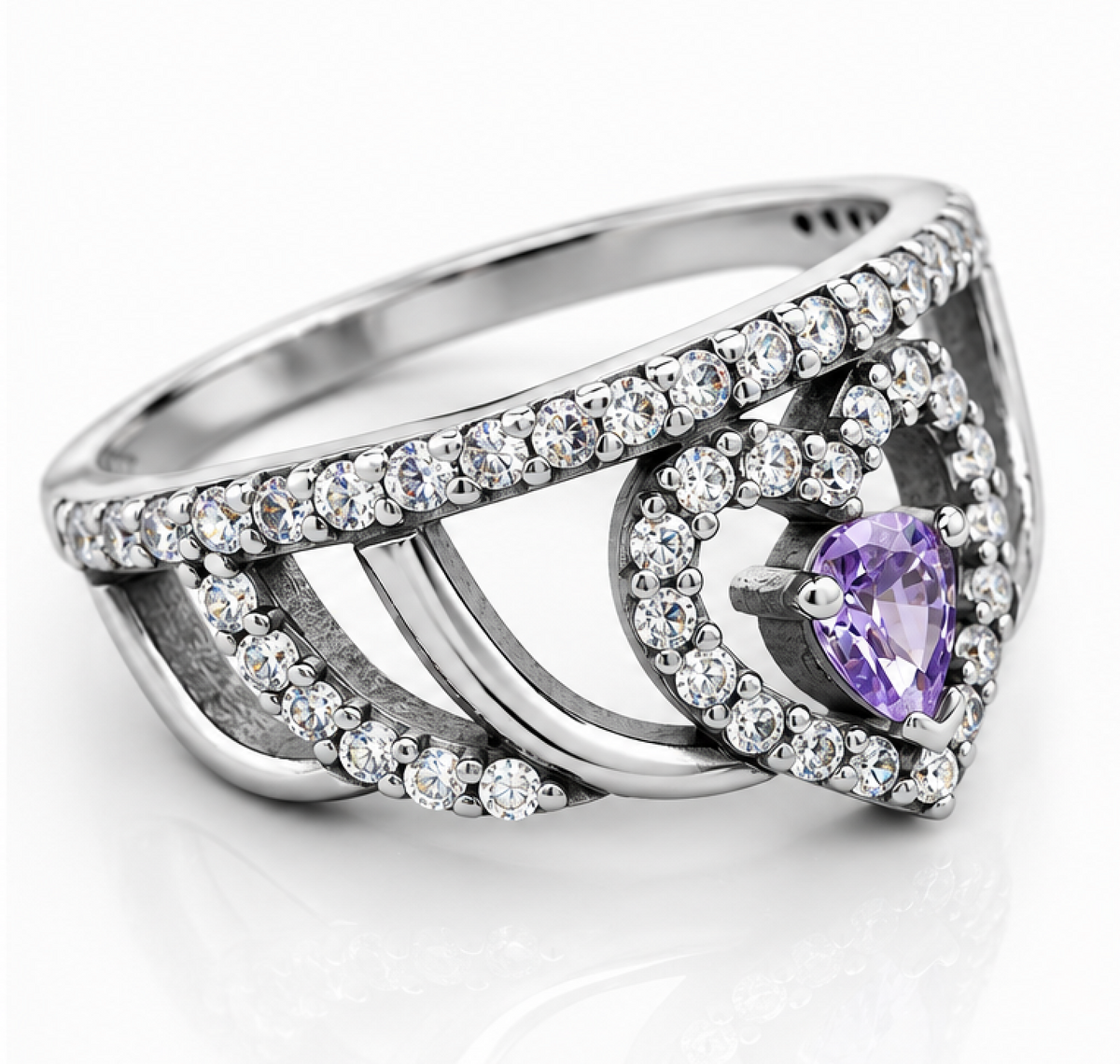 Violet Heart Tiara Ring